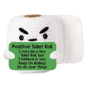 Handmade Crochet Toilet Paper Roll | Positive Message | Funny Bathroom Decor